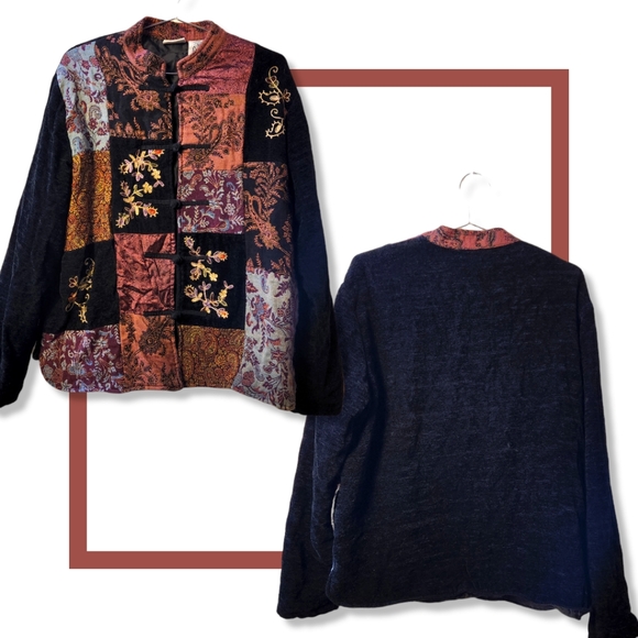 🏵️ Vtg 90s White Stag Patchwork Jacket | Chenille | M 🧥 - Picture 2 of 4